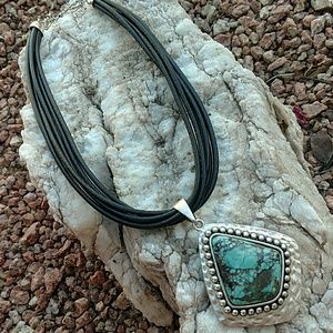 🔶 BACK IN STOCK!🔶 Turquoise & Leather Necklace